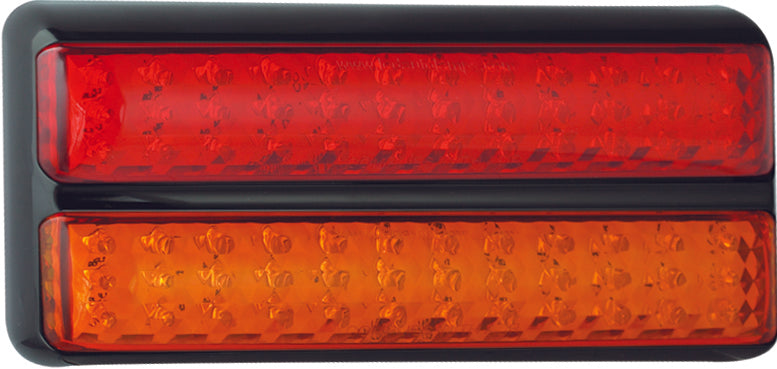 200BARM - 12 & 24V STOP/TAIL/INDICATOR (200MM LONG RED/AMBER LENSE - BLACK BASE) CRN 35795 / 35941