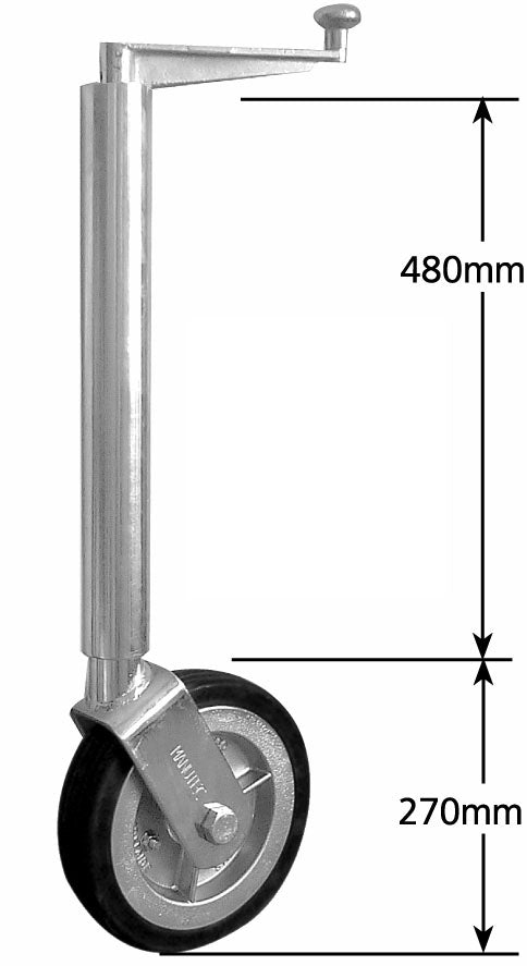 1000KG 10" JOCKEY WHEEL SHAFT AND WHEEL ONLY - NO CLAMP OR SWING UP BRACKET SUPPLIED