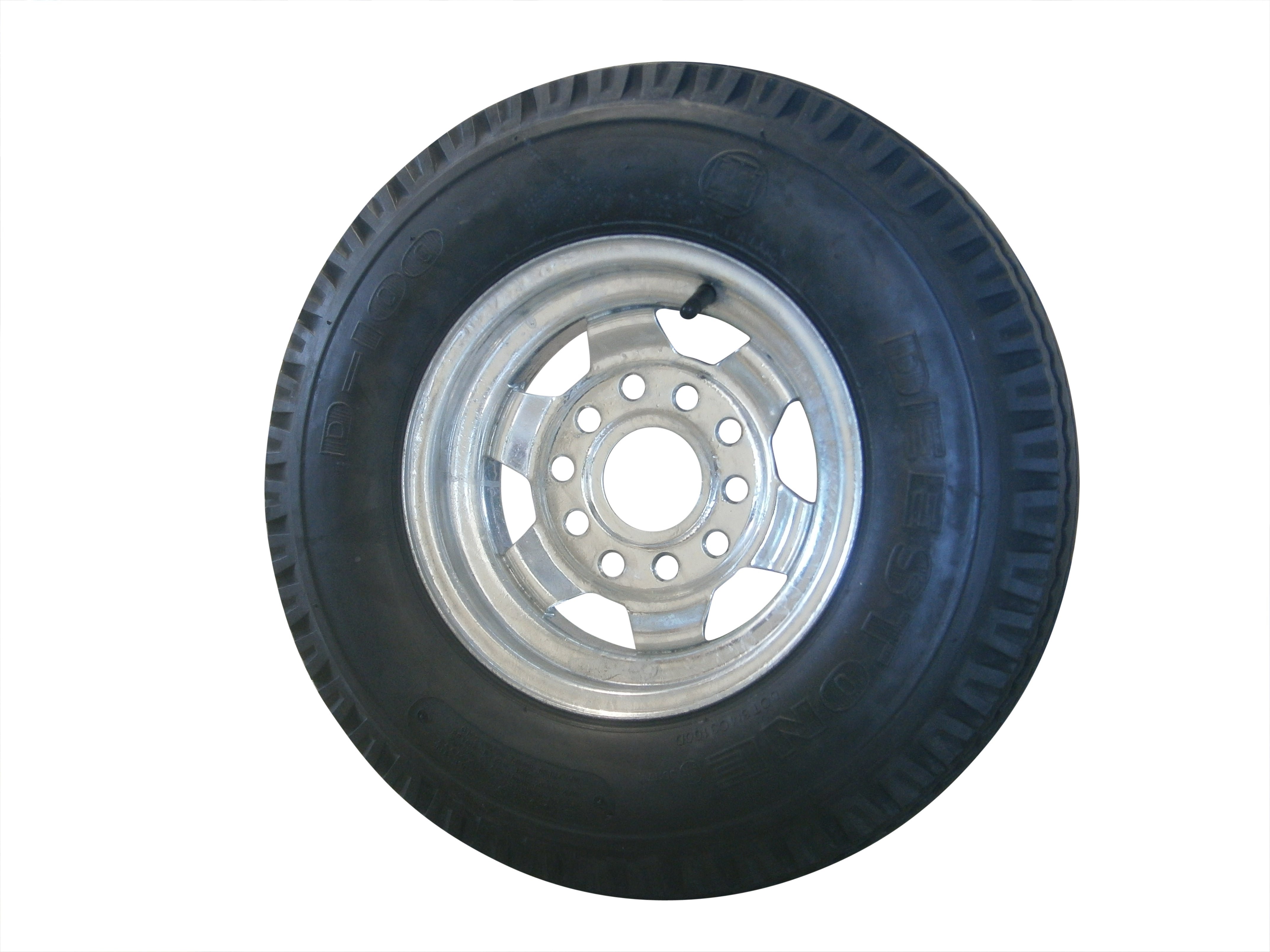 5.000 X 10" GALVANISED WHEEL ( HT / FORD ) & TYRE ( 6 PLY 430KG ) (80MM B/SPACE)