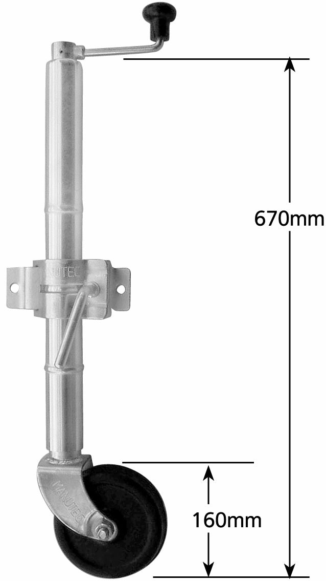 6" LONG REACH JOCKEY WHEEL WITH CLAMP