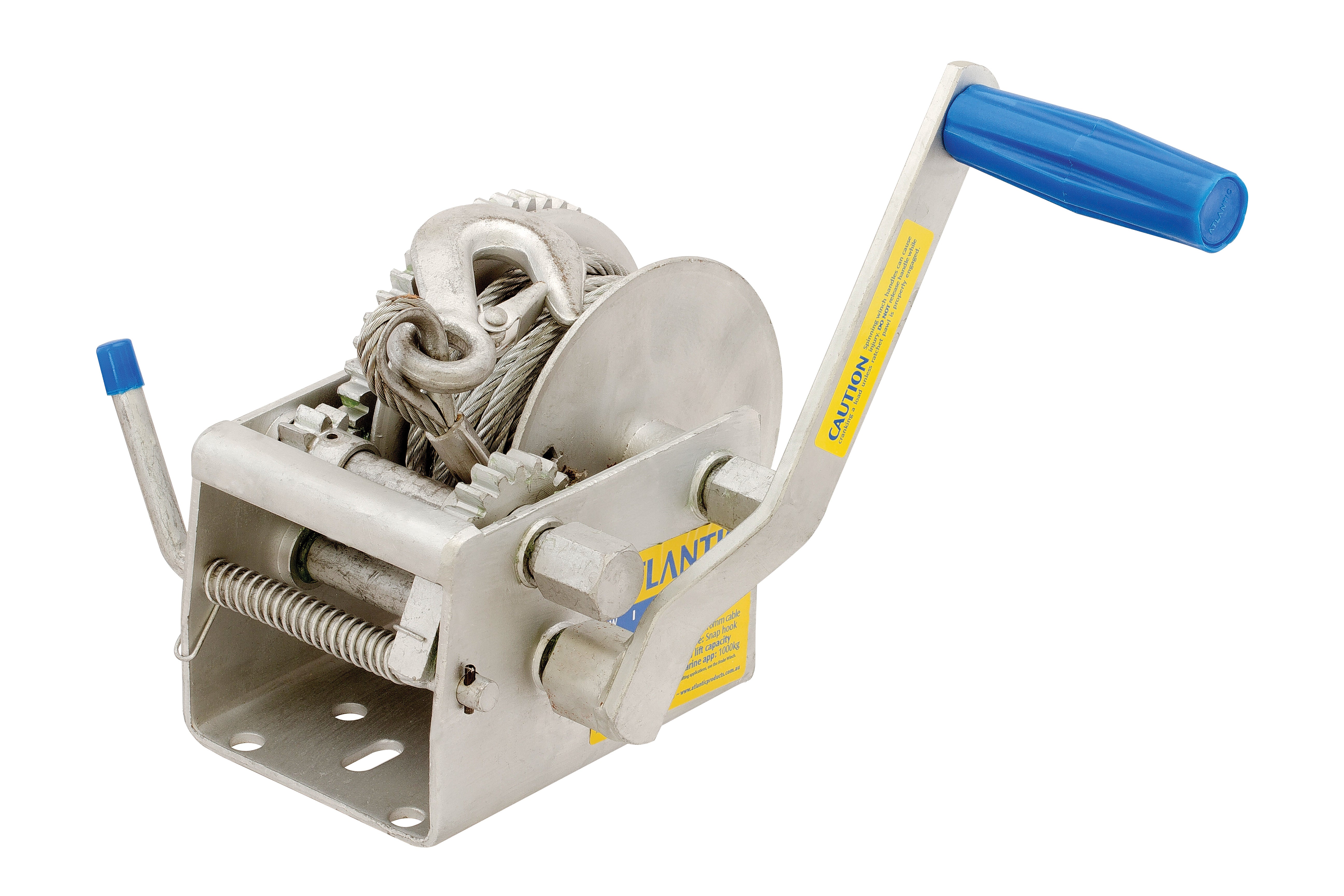 ( MW220C ) 1000kg MARINE WINCH 10-1 5-1 1-1 RATION WITH 7.5M CABLE AND SNAP HOOK