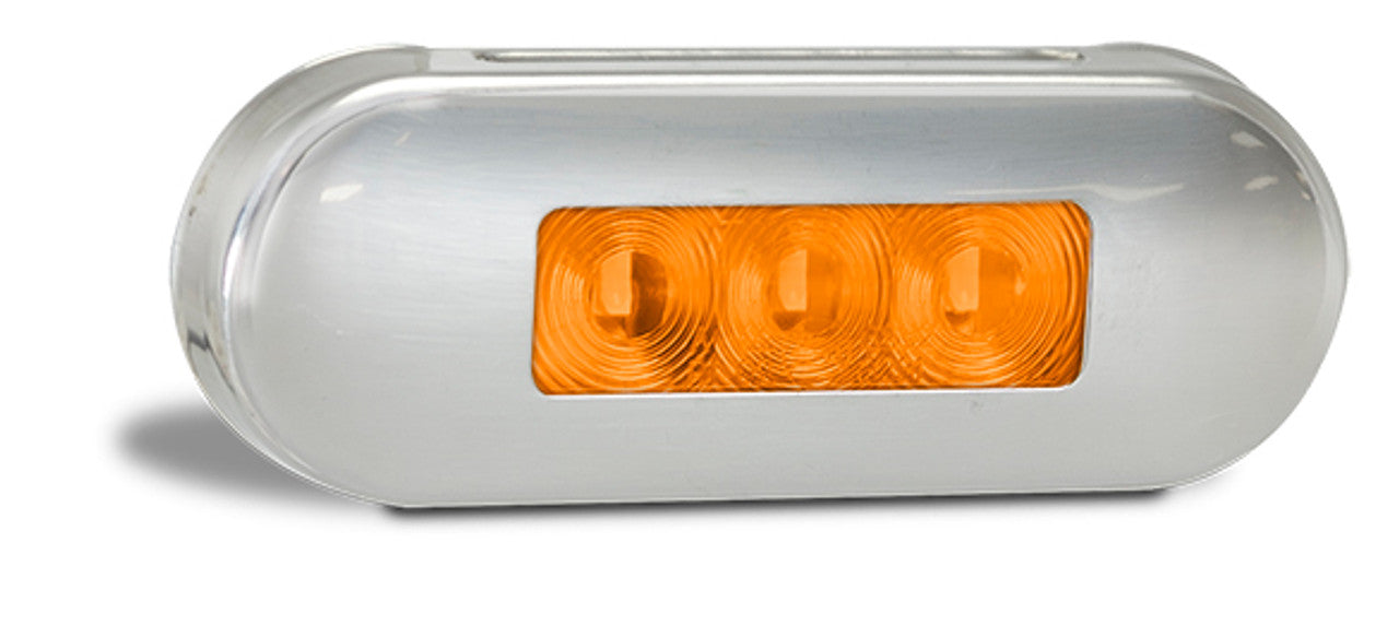 ( 86AM ) AMBER CLEARANCE LIGHTS ( 12 / 24V ) - STAINLESS BEZEL 86 X 31 X 10MM (CTA-048024)