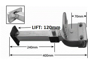 SWING DOWN STABILZER LEG 420 LONG ( HANDLE NOT SUPPLIED )