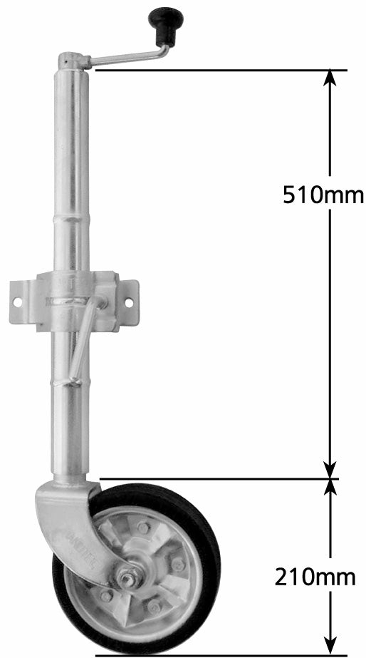 8" LONG REACH JOCKEY WHEEL WITH HEAVY DUTY HANDLE - NO CLAMP