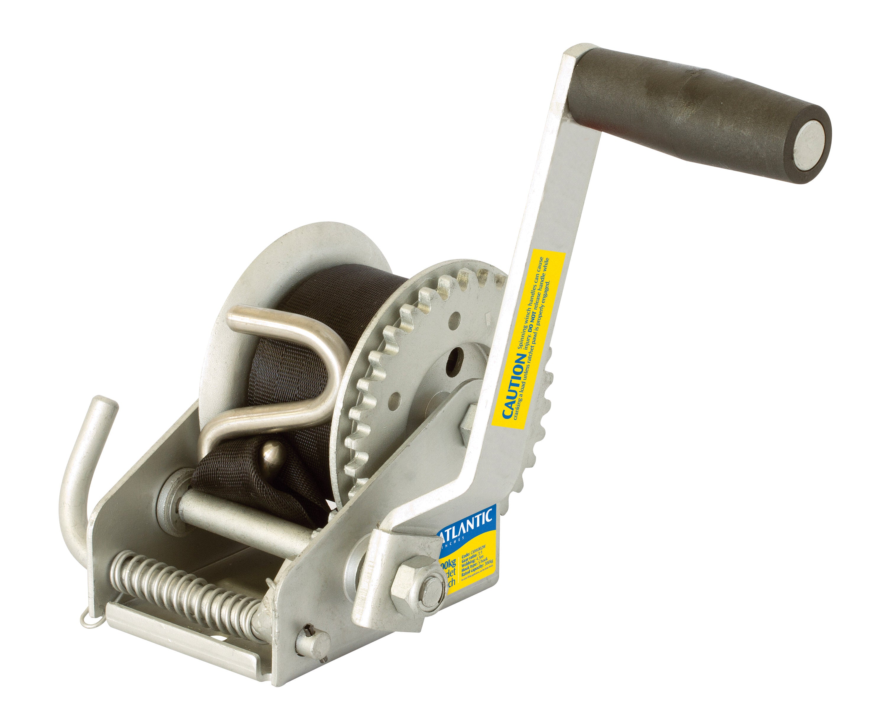 ( CMW002W ) 300KG CADET WINCH WITH 4.5M STRAP AND S-HOOK 3-1 RATIO