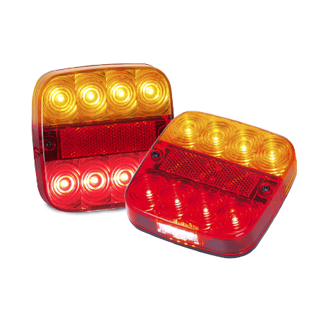( 99ARL ) 12V SQ LED TAIL LIGHT - WITH NUMBER PLATE LIGHT BUILT IN 107mm x 107mm - 90MM MOUNTING CENTRES (CTA-060182)