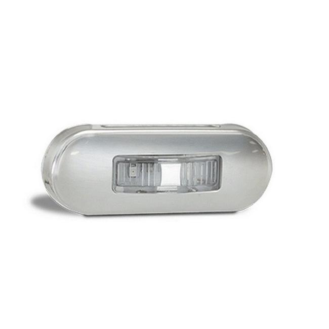 ( 86WM ) WHITE CLEARANCE LIGHTS ( 12 / 24V ) - STAINLESS BEZEL 86 X 31 X 10MM (CTA-048024)