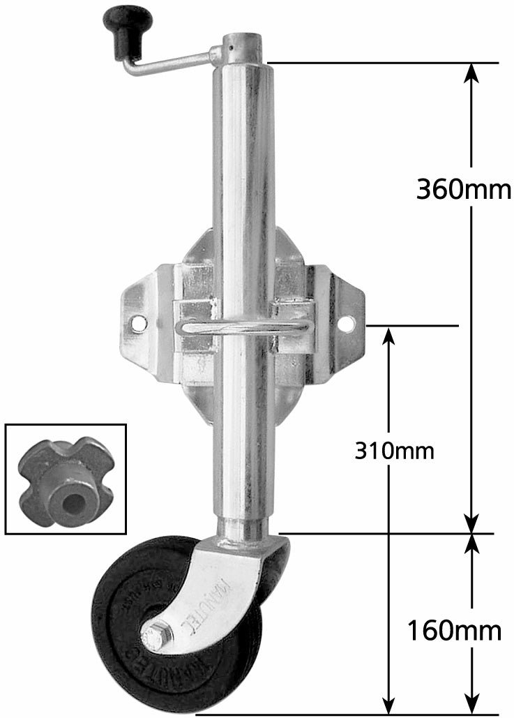6" SWING UP JOCKEY WHEEL STEEL WHEEL
