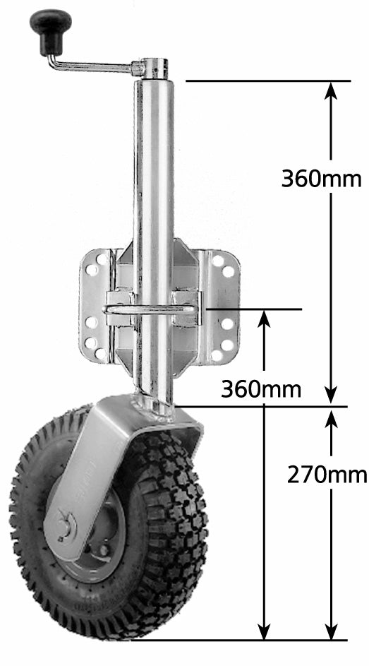 10" PNUEMATIC MULTI FIT SWING UP JOCKEY WHEEL