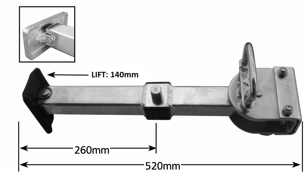 SWING DOWN STABILIZER LEG 520MM ( HANDLE NOT SUPPLIED )