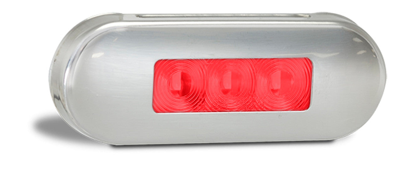 ( 86RM ) RED CLEARANCE LIGHTS ( 12 / 24V ) - STAINLESS BEZEL 86 X 31 X 10MM (CTA-048024)