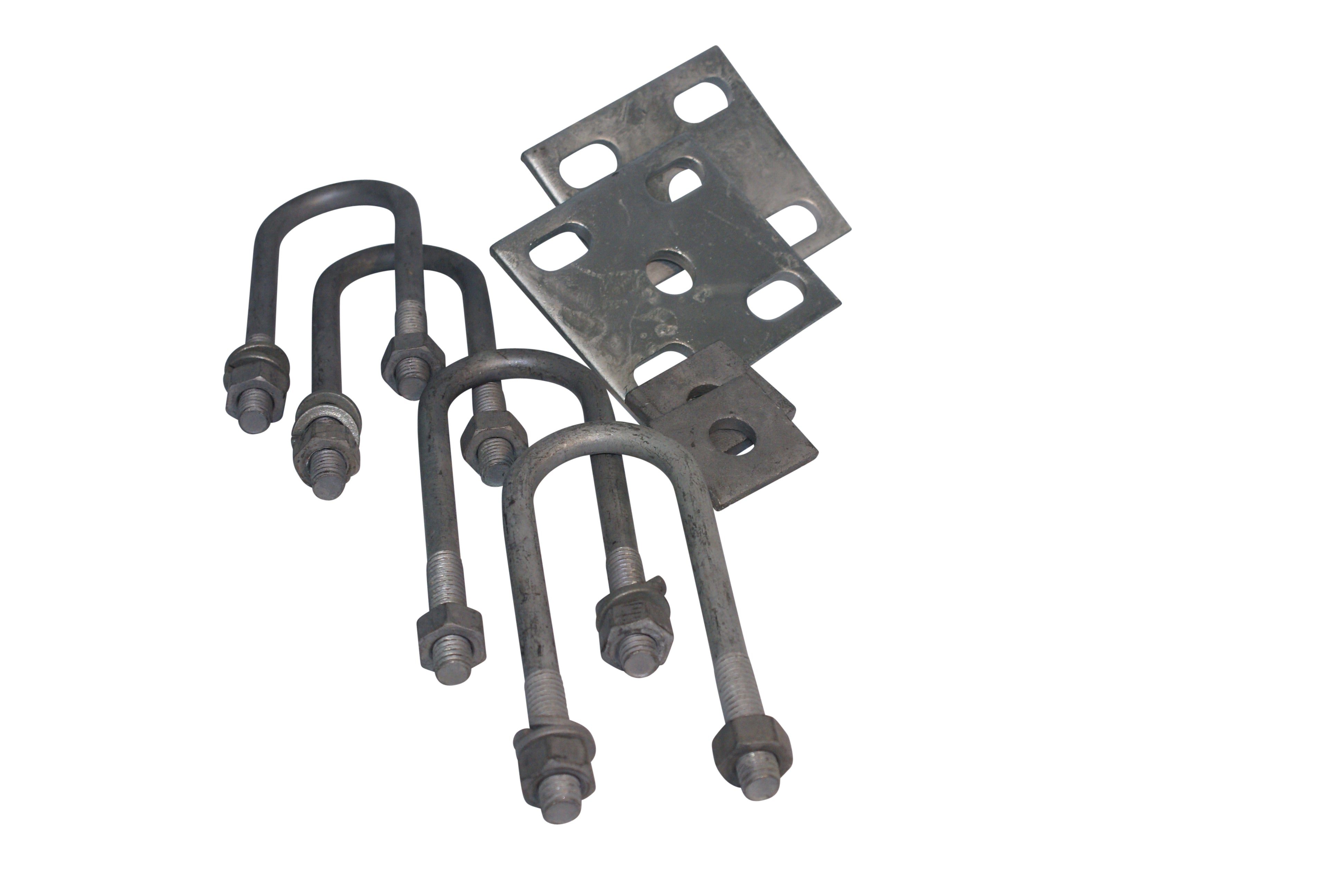 GALV U/BOLT AND FISH PLATE KIT SUIT 45MM SLIPPER SPRING 39RND X 4.5"