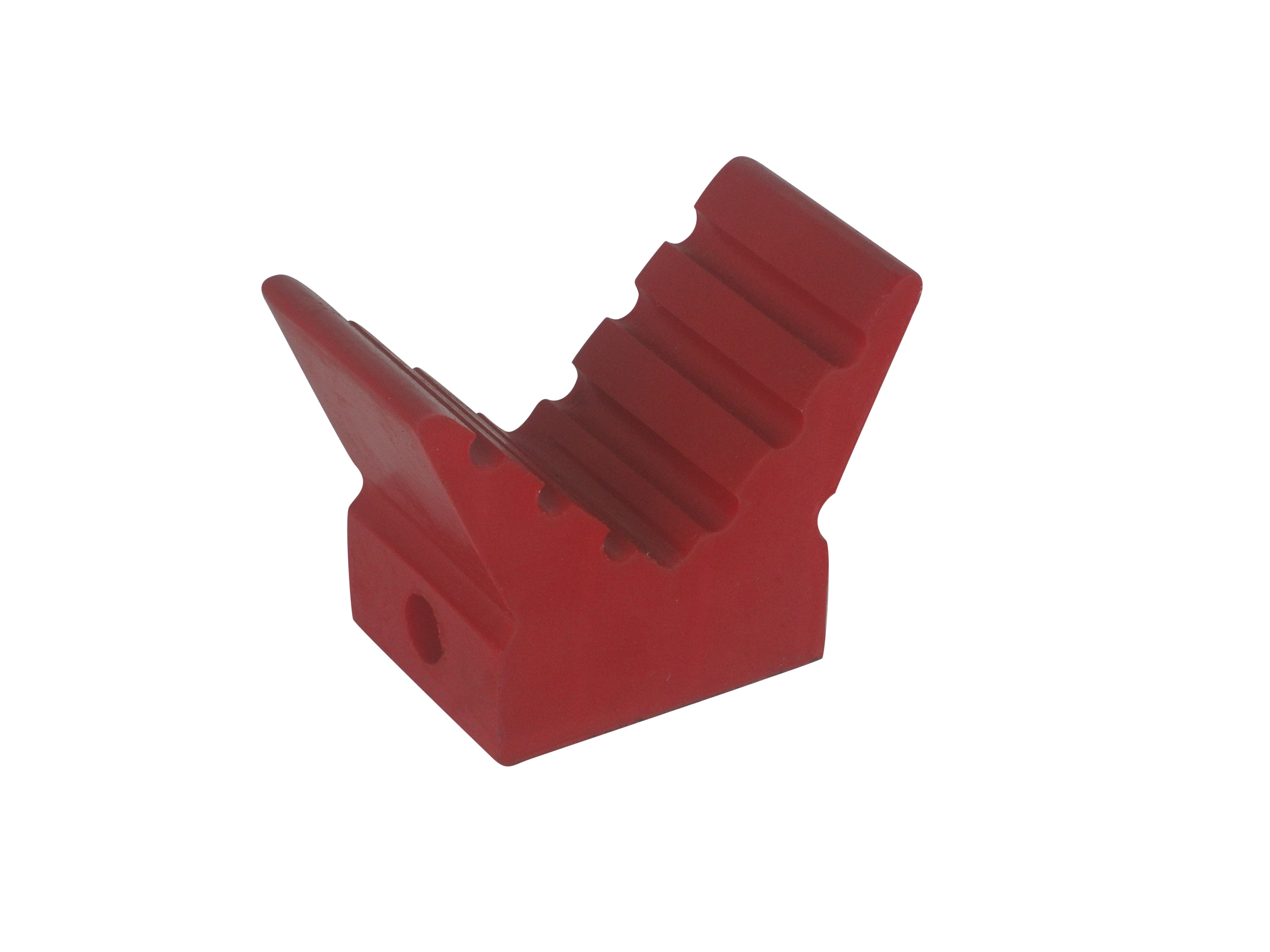 RED POLY MEDIUM V -  BLOCK 75mm BASE X 95mm OPEN FORK ( 12.5mm HOLE )