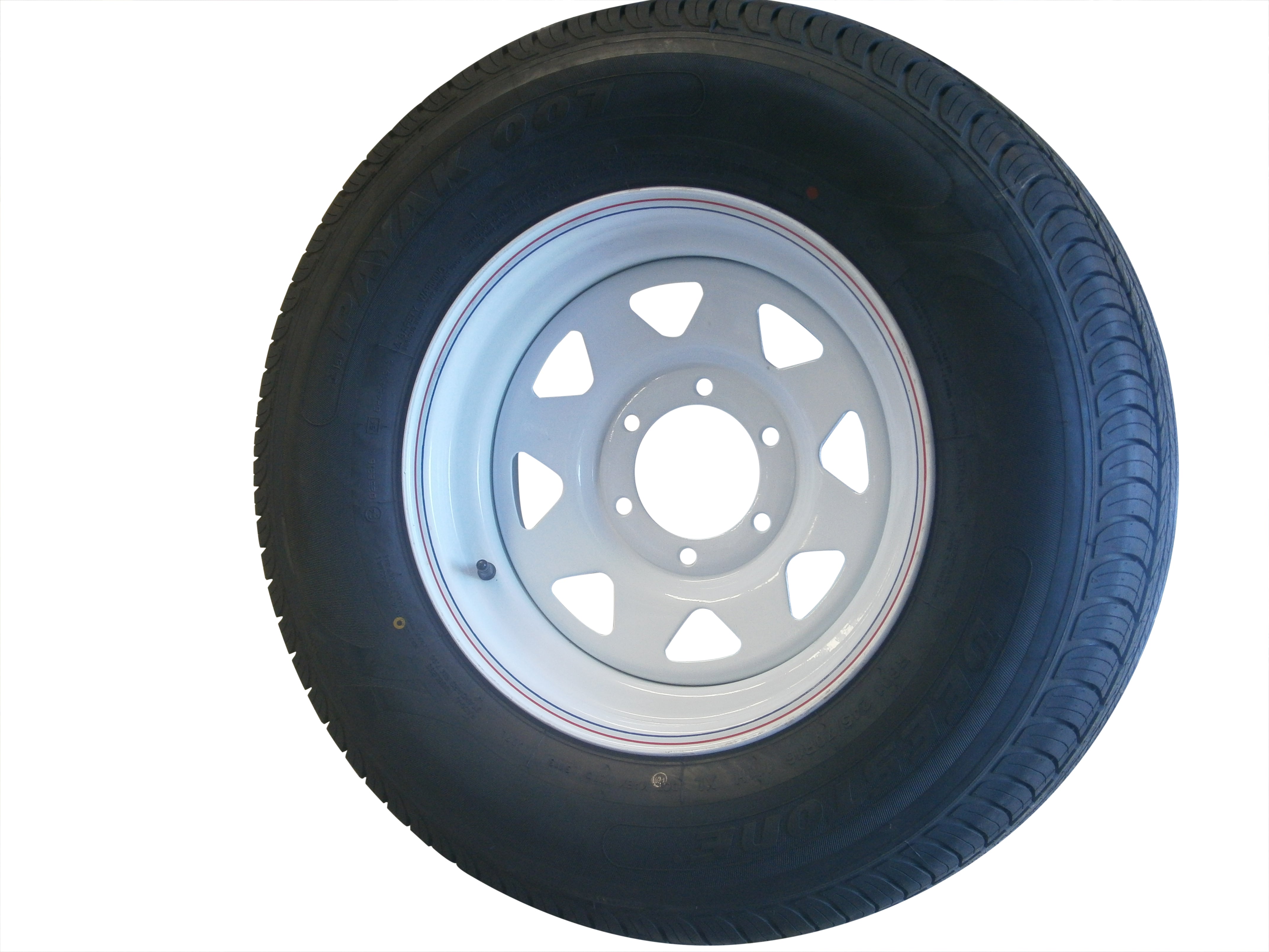 14" WHITE SUNRASIA RIM & TYRE ( 185 R14 ) 6 STUD L/CRUISER