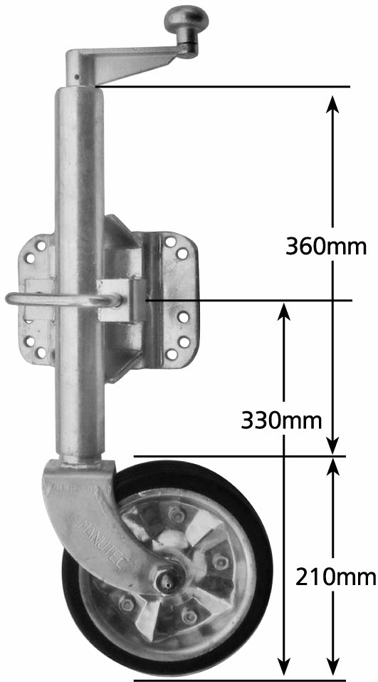 8" H/DUTY SWING UP MULIT FIT JOCKEY WHEEL