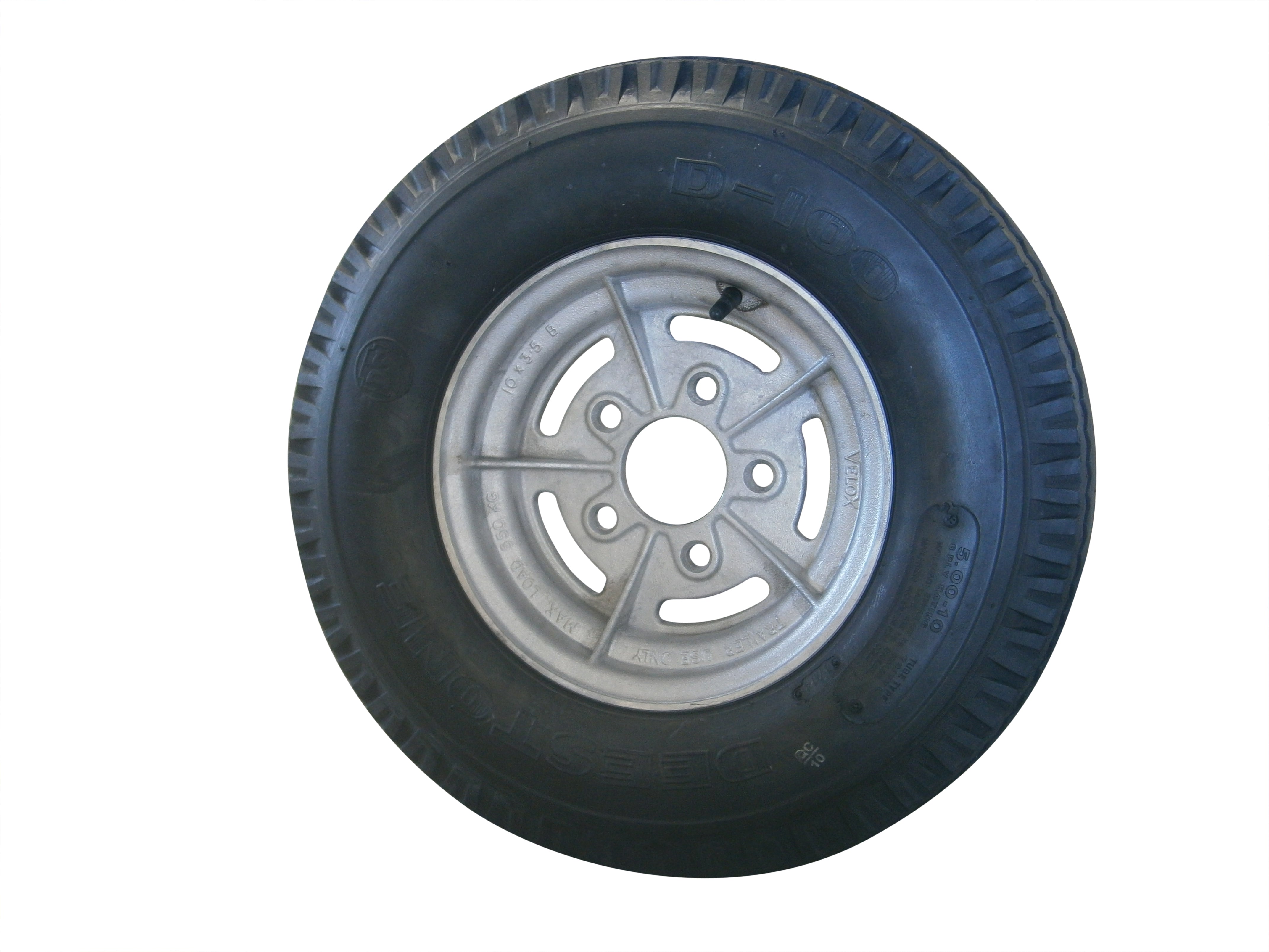 5.00 - 10" HT ALLOY WHEEL & TYRE ( 8PLY ) COMPLETE ( 450KG )
